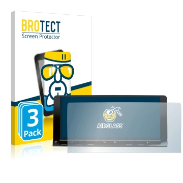 Front side of a product packaging with the brand logo BROTECT. Next to it is the device Volkswagen T7 Multivan Life Discover M