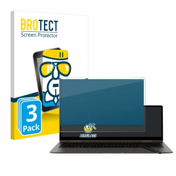 Front side of a product packaging with the brand logo BROTECT. Next to it is the device Samsung Galaxy Book3 360 13