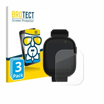 Front side of a product packaging with the brand logo BROTECT. Next to it is the device Xplora X6 Play 2022 (1st generation) s