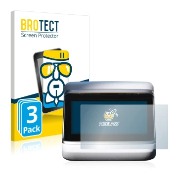 Front side of a product packaging with the brand logo BROTECT. Next to it is the device Tesla Model S Plaid 2023 (Back display