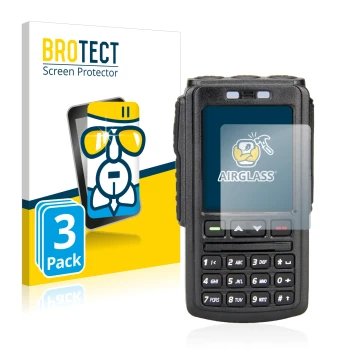 Front side of a product packaging with the brand logo BROTECT. Next to it is the device AnyTone BT-01 shown with the correspon