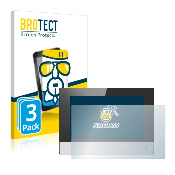 Front side of a product packaging with the brand logo BROTECT. Next to it is the device Hikvision DS-KH6320-WTE2 (indoor stati