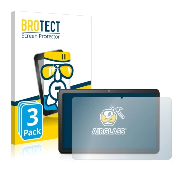 Front side of a product packaging with the brand logo BROTECT. Next to it is the device Doro Tablet 10.4
