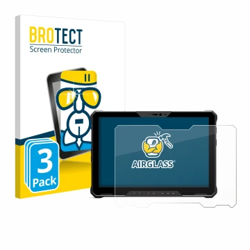 Front side of a product packaging with the brand logo BROTECT. Next to it is the device Dell Latitude 7230 Rugged Extreme show