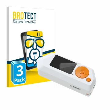 Front side of a product packaging with the brand logo BROTECT. Next to it is the device Flipper Zero FZ.1 shown with the corre