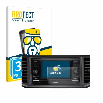 Front side of a product packaging with the brand logo BROTECT. Next to it is the device Volkswagen Crafter Composition Colour 