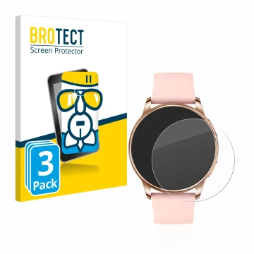 Front side of a product packaging with the brand logo BROTECT. Next to it is the device Levowatch F2 shown with the correspond