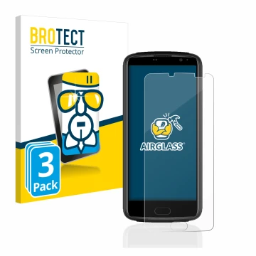 Front side of a product packaging with the brand logo BROTECT. Next to it is the device Beafon M7 Lite premium shown with the 