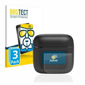 Front side of a product packaging with the brand logo BROTECT. Next to it is the device JBL Tour Pro 2 shown with the correspo