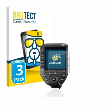 Front side of a product packaging with the brand logo BROTECT. Next to it is the device Godox XPro II shown with the correspon