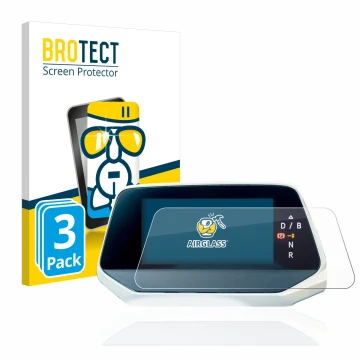 Front side of a product packaging with the brand logo BROTECT. Next to it is the device Volkswagen ID.5 Digitalcockpit shown w