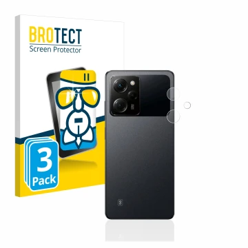 Front side of a product packaging with the brand logo BROTECT. Next to it is the device Xiaomi Poco X5 Pro (ONLY Camera Lens) 
