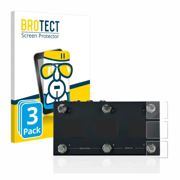 Front side of a product packaging with the brand logo BROTECT. Next to it is the device Morningstar MC6 Pro shown with the cor