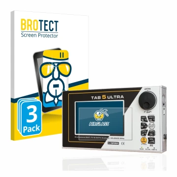 Front side of a product packaging with the brand logo BROTECT. Next to it is the device Rover TAB 5 ULTRA shown with the corre