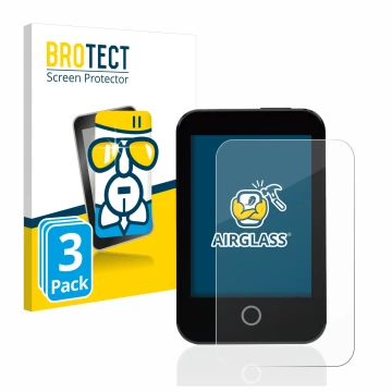 Front side of a product packaging with the brand logo BROTECT. Next to it is the device Medtrum Touchcare nano CGM shown with 