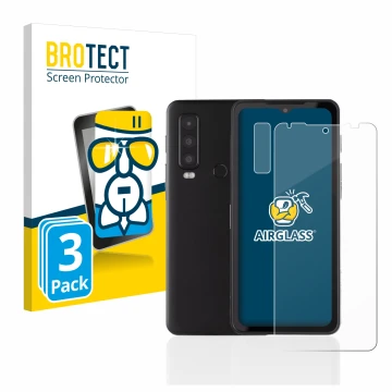Front side of a product packaging with the brand logo BROTECT. Next to it is the device Caterpillar Cat S75 (Front+Camera) sho