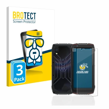 Front side of a product packaging with the brand logo BROTECT. Next to it is the device Cubot King Kong Mini 3 (Front+Camera) 