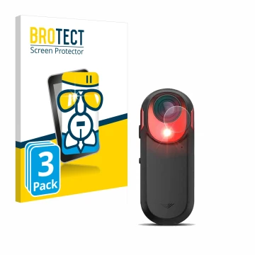 Front side of a product packaging with the brand logo BROTECT. Next to it is the device Garmin Varia RCT 715 shown with the co