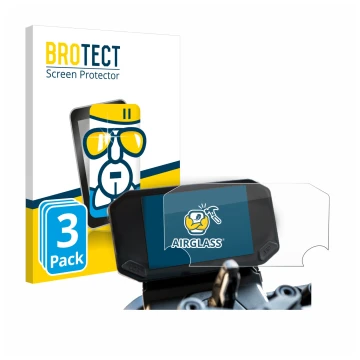 Front side of a product packaging with the brand logo BROTECT. Next to it is the device VOGE 350 AC shown with the correspondi