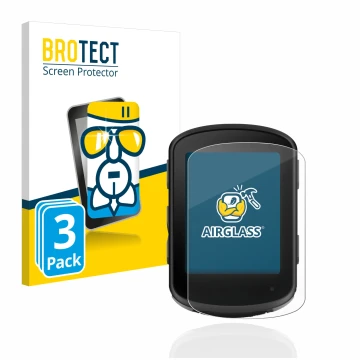 Front side of a product packaging with the brand logo BROTECT. Next to it is the device Garmin Edge 840 shown with the corresp