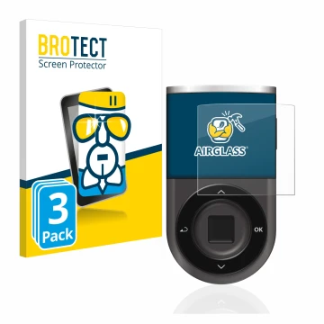 Front side of a product packaging with the brand logo BROTECT. Next to it is the device D’CENT Biometric Wallet shown with the