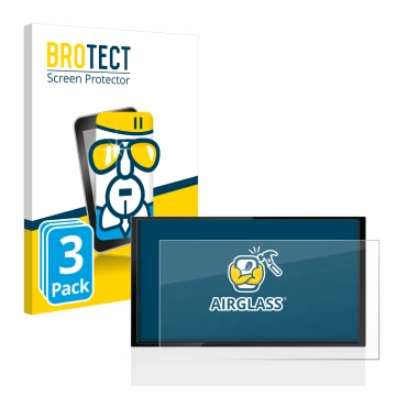 Front side of a product packaging with the brand logo BROTECT. Next to it is the device Kenwood DMX 7722DABS shown with the co