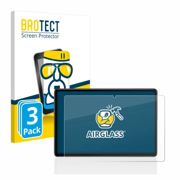 Front side of a product packaging with the brand logo BROTECT. Next to it is the device Blackview Tab 7 Pro shown with the cor