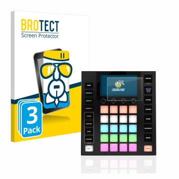 Front side of a product packaging with the brand logo BROTECT. Next to it is the device Wolfmix W1 shown with the correspondin