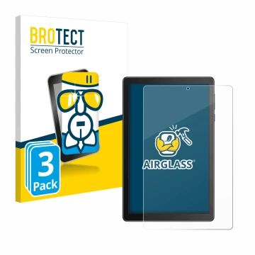 Front side of a product packaging with the brand logo BROTECT. Next to it is the device TCL Tab 8V shown with the correspondin