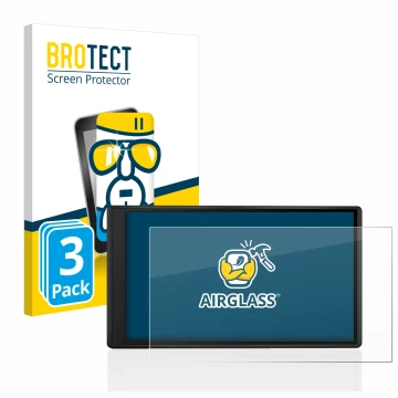Front side of a product packaging with the brand logo BROTECT. Next to it is the device Garmin Drive 55 shown with the corresp