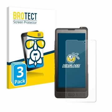 Front side of a product packaging with the brand logo BROTECT. Next to it is the device Sonim XP10 shown with the correspondin