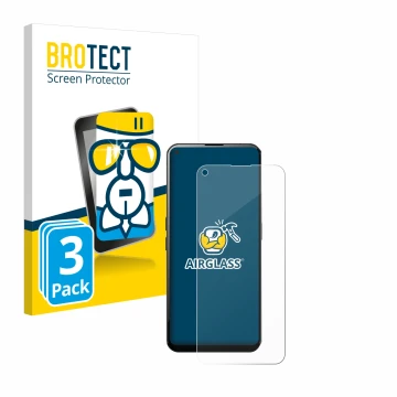 Front side of a product packaging with the brand logo BROTECT. Next to it is the device Unihertz Luna shown with the correspon