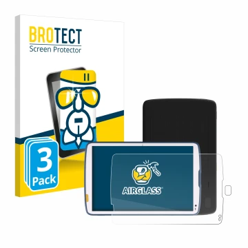 Front side of a product packaging with the brand logo BROTECT. Next to it is the device Zebra ET40 10.1