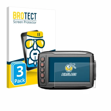 Front side of a product packaging with the brand logo BROTECT. Next to it is the device Blueskysea DV999 shown with the corres