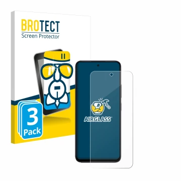 Front side of a product packaging with the brand logo BROTECT. Next to it is the device Xiaomi Redmi 12 shown with the corresp