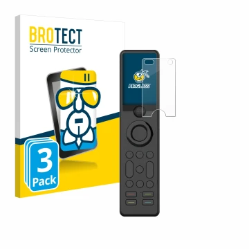 Front side of a product packaging with the brand logo BROTECT. Next to it is the device Sofabaton X1 shown with the correspond