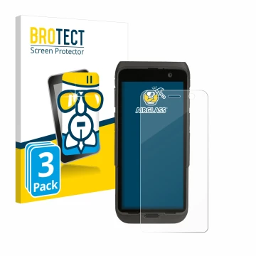 Front side of a product packaging with the brand logo BROTECT. Next to it is the device Honeywell CT47 shown with the correspo