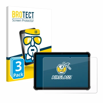Front side of a product packaging with the brand logo BROTECT. Next to it is the device Oukitel RT5 shown with the correspondi