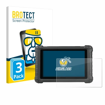 Front side of a product packaging with the brand logo BROTECT. Next to it is the device Autel MX900c shown with the correspond