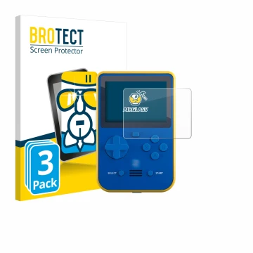 Front side of a product packaging with the brand logo BROTECT. Next to it is the device Blaze Super Pocket shown with the corr