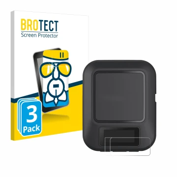 Front side of a product packaging with the brand logo BROTECT. Next to it is the device Garmin inReach Messenger shown with th