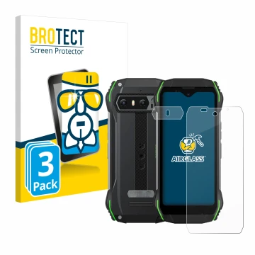 Front side of a product packaging with the brand logo BROTECT. Next to it is the device Blackview N6000 (Front+Camera) shown w