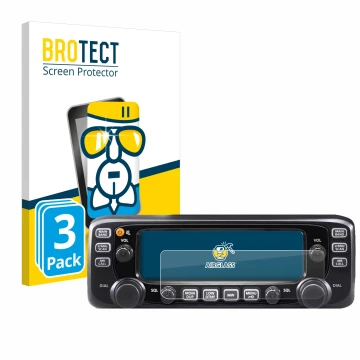 Front side of a product packaging with the brand logo BROTECT. Next to it is the device Icom IC-2730E shown with the correspon
