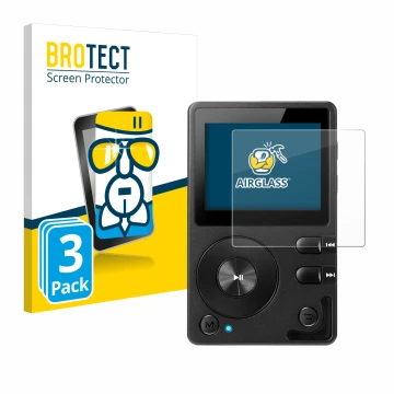 Front side of a product packaging with the brand logo BROTECT. Next to it is the device Hifi Walker H2 shown with the correspo