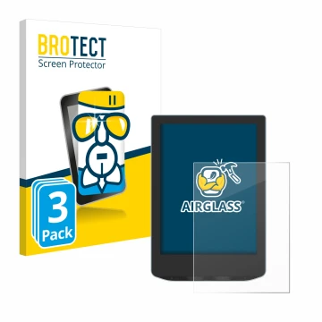 Front side of a product packaging with the brand logo BROTECT. Next to it is the device PocketBook Verse shown with the corres