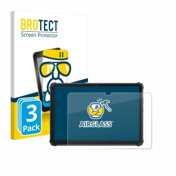 Front side of a product packaging with the brand logo BROTECT. Next to it is the device Oukitel RT7 Titan shown with the corre