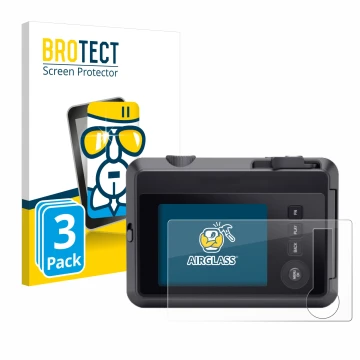 Front side of a product packaging with the brand logo BROTECT. Next to it is the device Leica SOFORT 2 shown with the correspo