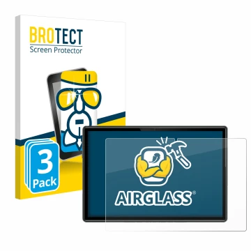 Front side of a product packaging with the brand logo BROTECT. Next to it is the device Doogee U10 shown with the correspondin