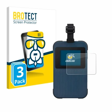 Front side of a product packaging with the brand logo BROTECT. Next to it is the device Acer Enduro Connect M3 shown with the 
