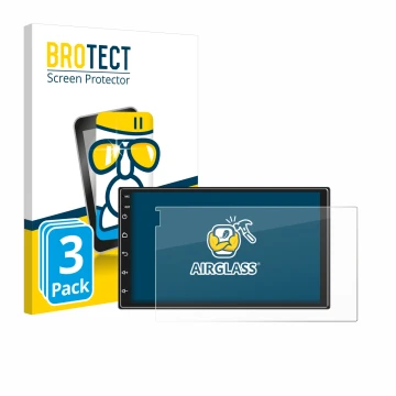 Front side of a product packaging with the brand logo BROTECT. Next to it is the device Ankeway Car Radio 7